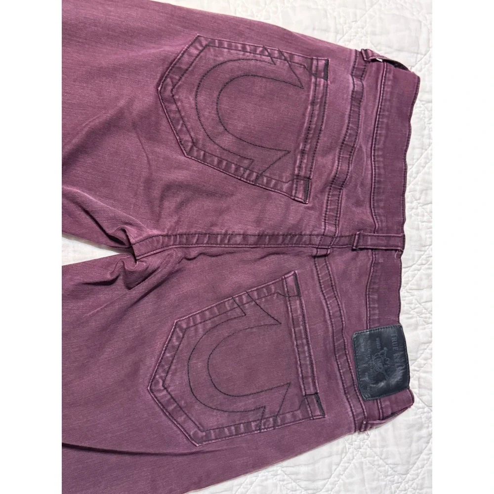 True Religion Geno Relaxed Slim Jeans Burgundy Wine Mens 32